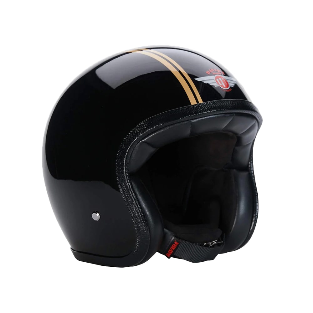 95228 - Black Gold PS Davida Speedster v4 Open Face Helmet - Speedwear Ltd