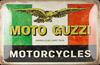 Vintage-style sign with Moto Guzzi logo and Italian flag colors