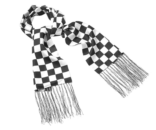 100% SILK MOTORCYCLE SCARF - CHEQUERED BLACK & WHITE - Speedwear Ltd