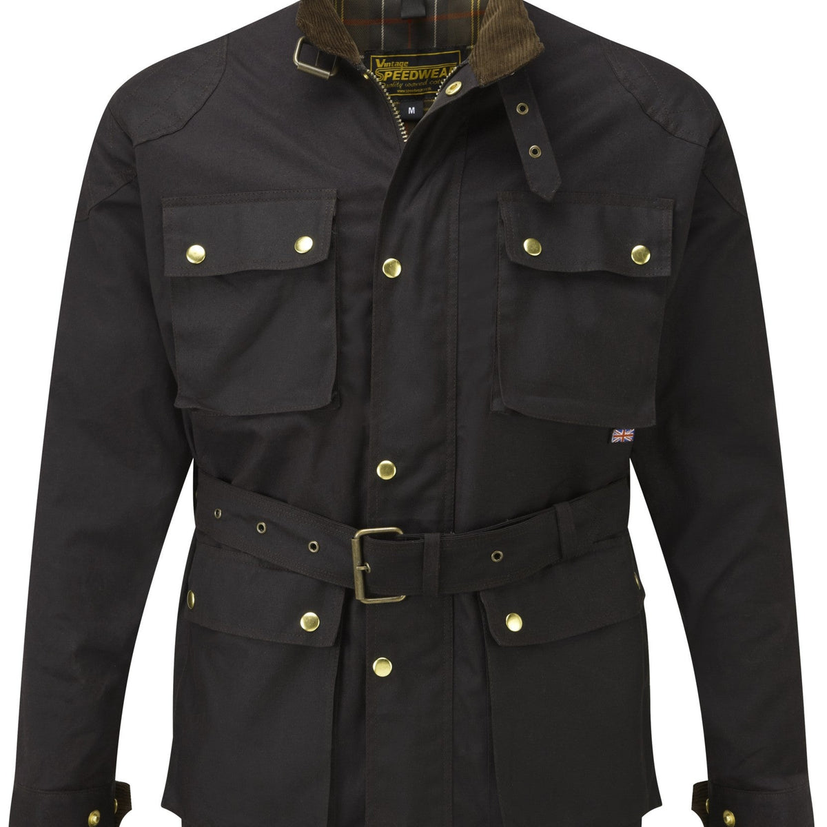 BROWN GRESFORD WAX COTTON MOTORCYCLE JACKET Small