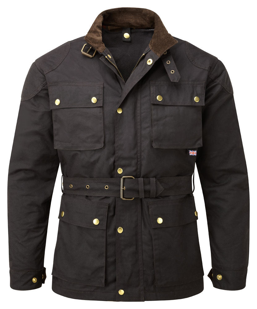 BROWN GRESFORD WAX COTTON MOTORCYCLE JACKET - Speedwear Ltd