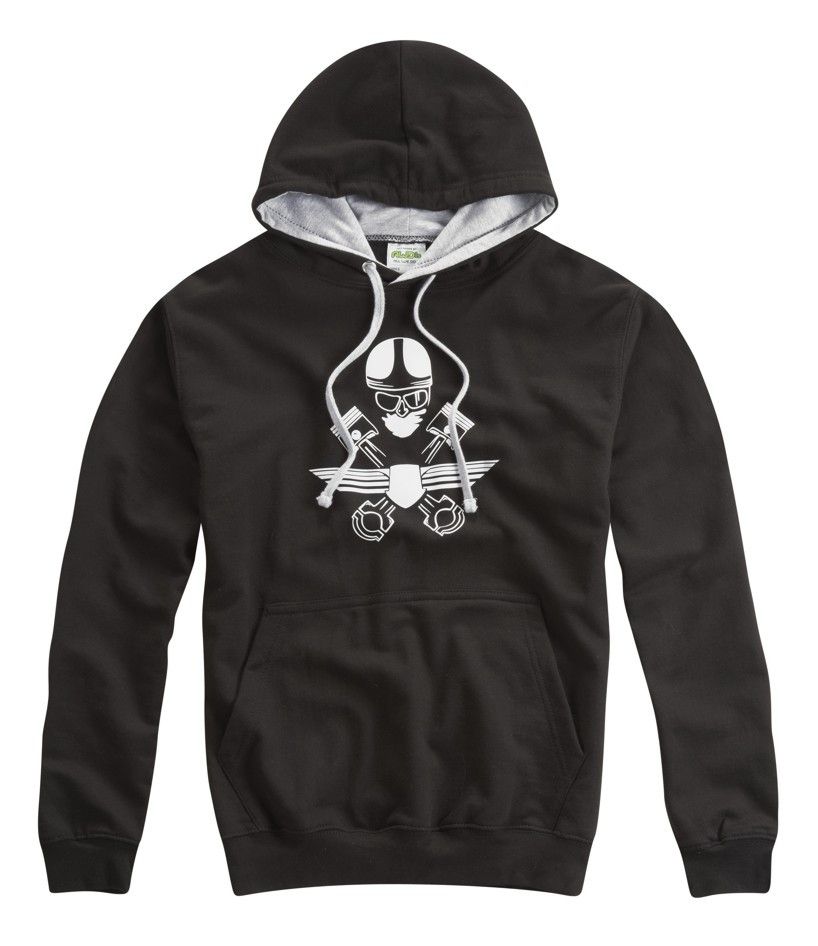CAFE RACER CROSSED PISTONS HOODED TOP GREY - Speedwear Ltd