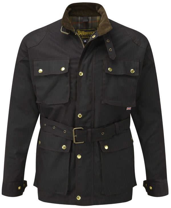 DARK BROWN CLASSIC WAX COTTON MOTORCYCLE JACKET - Speedwear Ltd
