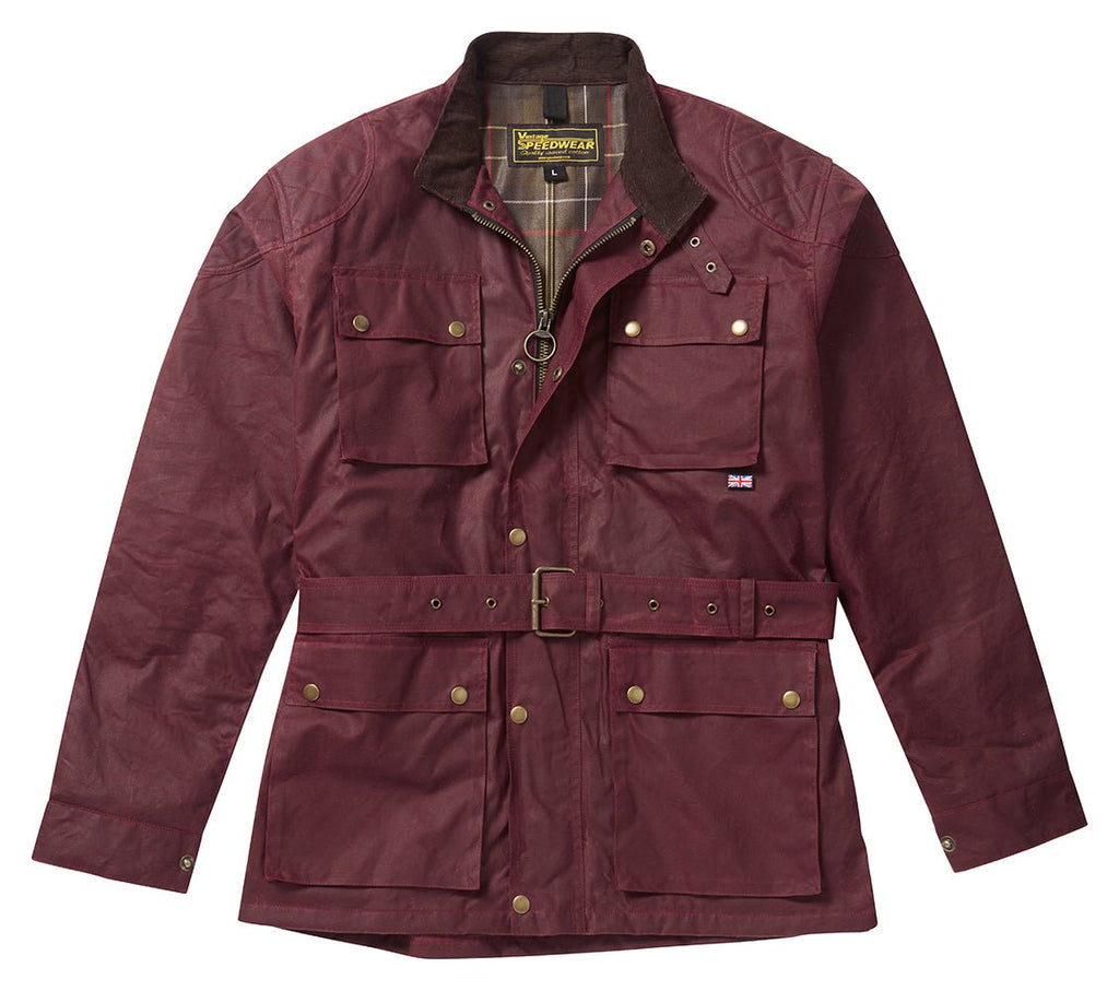 OXBLOOD RED CLASSIC WAX COTTON MOTORCYCLE JACKET - Speedwear Ltd