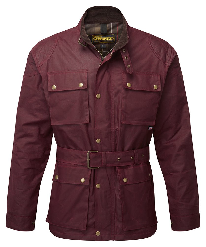 Oxblood Classic Waxed Cotton Motorcycle Jacket