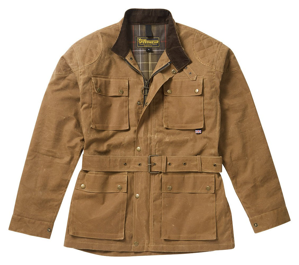 TAN CLASSIC WAX COTTON MOTORCYCLE JACKET - Speedwear Ltd