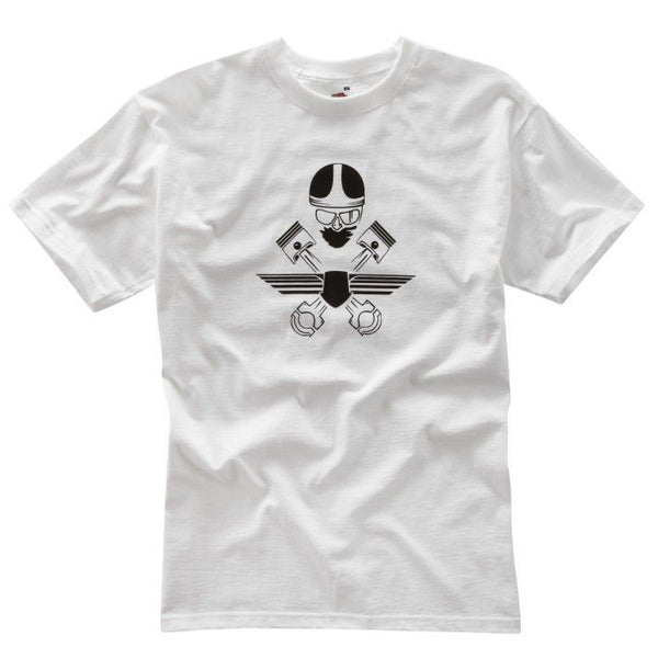 WHITE CROSSED PISTONS T-SHIRT - Speedwear Ltd